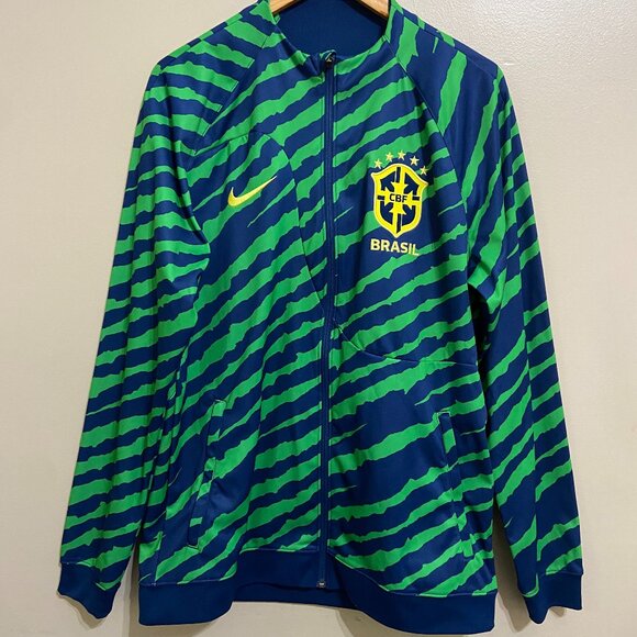Nike Brazil National Team Anthem Knit Soccer Jacket Mens L Brasil DR9018-490 NEW